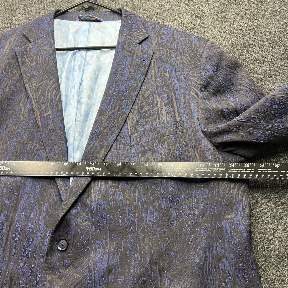 Robert Graham Mens Blue Black Jacquard Sport Coat Blazer US 50 EU 60 1JD5U0 - Picture 5 of 13